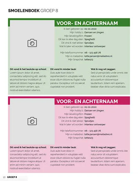 Een halve pagina per persoon